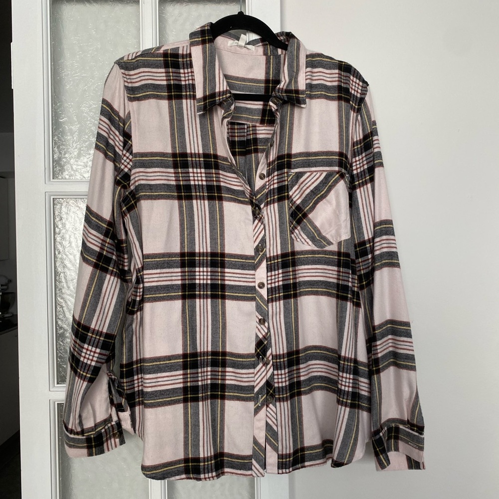 Maurices Pink and Yellow Plaid Shirt